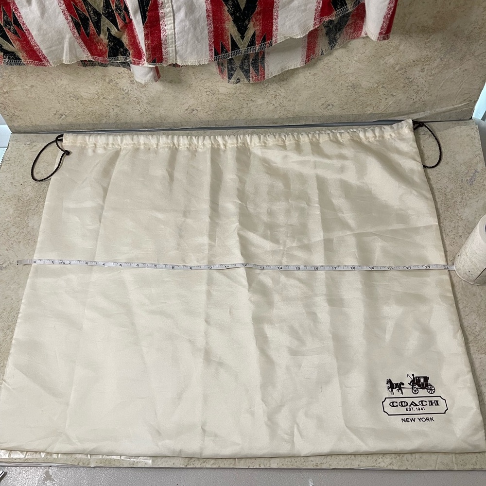 Coach‎ Logo Satin Drawstring Dust Bag 23.50”x19”  Storage Ivory Large Size